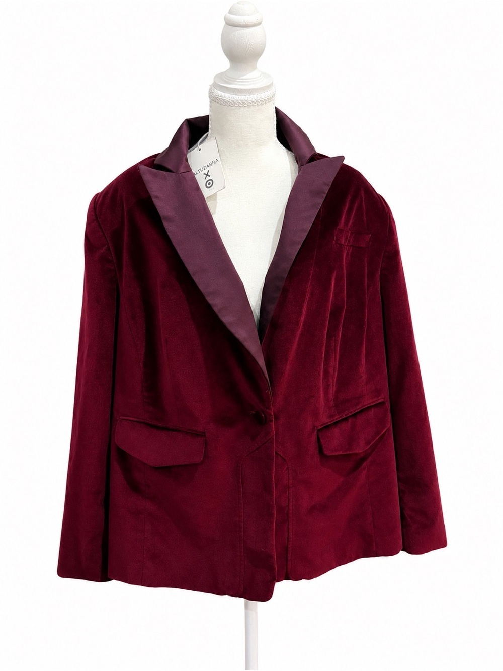 Altuzarra for Target NWT Burgundy Velvet Shawl Collar Blazer Jacket 2X